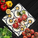Decovetro Cam Kesme Tahtası Kare Dekoratif Çiçek Desenli 30x30 Cm