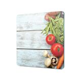 Decovetro Cam Kesme Tahtası Kare Mavi Ahşap Desenli 30x30 Cm