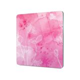 Decovetro Cam Kesme Tahtası Kare Pembe Çiçek Desenli 30x30 Cm