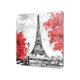 Decovetro Cam Kesme Tahtası Kare Paris Eyfel Desenli 30x30 Cm