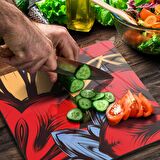 Decovetro Cam Kesme Tahtası Kare Dekoratif Çiçek Desenli 30x30 Cm