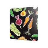 Decovetro Cam Kesme Tahtası Kare Sebze Desenli 30x30 Cm