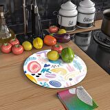 Decovetro Cam Kesme Tahtası Yuvarlak Karışık Desenli 30x30 Cm