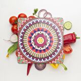 Decovetro Cam Kesme Tahtası Kare Mandala Desenli 1313 30x30 Cm