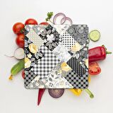 Decovetro Cam Kesme Tahtası Kare Vintage Kare Desenli 30x30 Cm