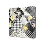 Decovetro Cam Kesme Tahtası Kare Vintage Kare Desenli 30x30 Cm