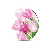 Decovetro Cam Kesme Tahtası Yuvarlak Lale Desenli 30x30 Cm