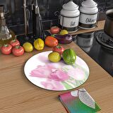 Decovetro Cam Kesme Tahtası Yuvarlak Lale Desenli 30x30 Cm