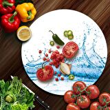 Decovetro Cam Kesme Tahtası Yuvarlak Splash Desenli 30x30 Cm