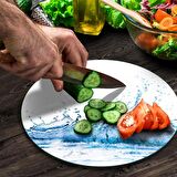 Decovetro Cam Kesme Tahtası Yuvarlak Splash Desenli 30x30 Cm