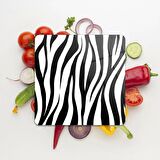 Decovetro Cam Kesme Tahtası Kare Zebra Desenli 30x30 Cm