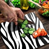 Decovetro Cam Kesme Tahtası Kare Zebra Desenli 30x30 Cm