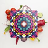 Decovetro Cam Kesme Tahtası Kare Mandala Desenli 1307 30x30 Cm