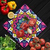 Decovetro Cam Kesme Tahtası Kare Mandala Desenli 1307 30x30 Cm