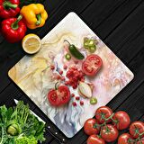 Decovetro Cam Kesme Tahtası Kare Karışık Dalgalı Mermer Desenli 30x30 Cm