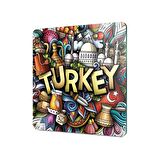 Decovetro Cam Kesme Tahtası Kare Turkey Desenli 30x30 Cm