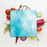 Decovetro Cam Kesme Tahtası Kare Mavi Bulut Desenli 30x30 Cm