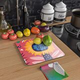 Decovetro Cam Kesme Tahtası Kare Çiçek Desenli 30x30 Cm