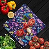 Decovetro Cam Kesme Tahtası Kare Renkli Yaprak Desenli 30x30 Cm
