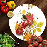 Decovetro Cam Kesme Tahtası Yuvarlak Renkli Çiçek Desenli 30x30 Cm