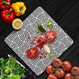 Decovetro Cam Kesme Tahtası Kare Geometrik Çizgiler Desenli 30x30 Cm
