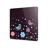 Decovetro Cam Kesme Tahtası Kare Aşk Kuşları Desenli 30x30 Cm