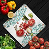 Decovetro Cam Kesme Tahtası Kare Bon Appetit Desenli 30x30 Cm