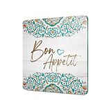 Decovetro Cam Kesme Tahtası Kare Bon Appetit Desenli 30x30 Cm