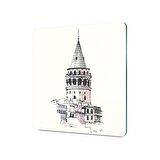 Decovetro Cam Kesme Tahtası Kare Galata Kulesi Desenli 30x30 Cm