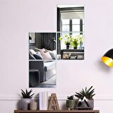 Decovetro Ayna 4 Parça Kare Dekoratif Duvar Aynası 30 x 30 Cm