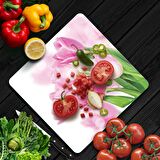 Decovetro Cam Kesme Tahtası Kare Lale Desenli 30x30 Cm