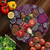 Decovetro Cam Kesme Tahtası Yuvarlak Hamsa Desenli 30x30 Cm