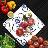 Decovetro Cam Kesme Tahtası Kare Nazar Çiçekleri Desenli 30x30 Cm