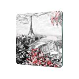 Decovetro Cam Kesme Tahtası Kare Love Paris Desenli 30x30 Cm