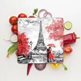 Decovetro Cam Kesme Tahtası Kare Love Paris Desenli 30x30 Cm