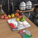 Decovetro Cam Kesme Tahtası Kare Love Paris Desenli 30x30 Cm