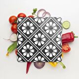 Decovetro Cam Kesme Tahtası Kare Çini Çiçek Desenli 30x30 Cm