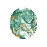 Decovetro Cam Kesme Tahtası Yuvarlak Yeşil Gold Mermer Desenli 30x30 Cm