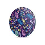Decovetro Cam Kesme Tahtası Yuvarlak Renkli Yaprak Desenli 30x30 Cm