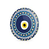 Decovetro Cam Kesme Tahtası Yuvarlak Büyük Nazar Boncuğu Desenli 30x30 Cm