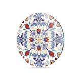 Decovetro Cam Kesme Tahtası Yuvarlak Çini Motifi Desenli 30x30 Cm