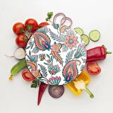 Decovetro Cam Kesme Tahtası Yuvarlak Sarmaşık Motifi Desenli 30x30 Cm