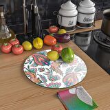 Decovetro Cam Kesme Tahtası Yuvarlak Sarmaşık Motifi Desenli 30x30 Cm