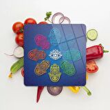 Decovetro Cam Kesme Tahtası Kare Fatma Ana Eli Desenli 30x30 Cm