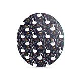 Decovetro Cam Kesme Tahtası Yuvarlak Kuğu Çiçek Desenli 30x30 Cm