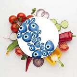 Decovetro Cam Kesme Tahtası Yuvarlak Nazar Boncuğu Desenli 30x30 Cm