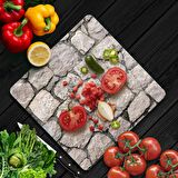 Decovetro Cam Kesme Tahtası Kare Taş Duvar Desenli 30x30 Cm
