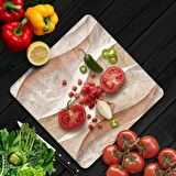 Decovetro Cam Kesme Tahtası Kare Dalgalı Mermer Desenli 30x30 Cm