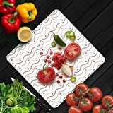 Decovetro Cam Kesme Tahtası Kare Dalgalı Nokta Desenli 30x30 Cm