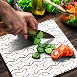 Decovetro Cam Kesme Tahtası Kare Dalgalı Nokta Desenli 30x30 Cm